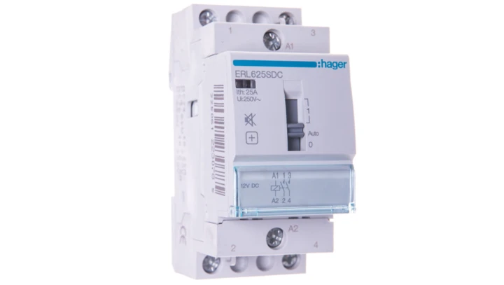 Stycznik modułowy cichy ze sterowaniem ręcznym 25A 2Z 12V DC ERL625SDC