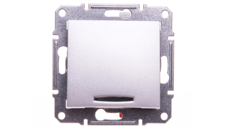 Sedna Przycisk jednobiegunowy 10AX z podświetleniem LED aluminium IP20 SDN1600160