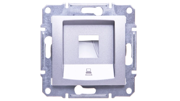 Sedna Płytka do gniazda komputerowego pojedynczego RJ45 kat.5e UTP aluminium SDN4300360