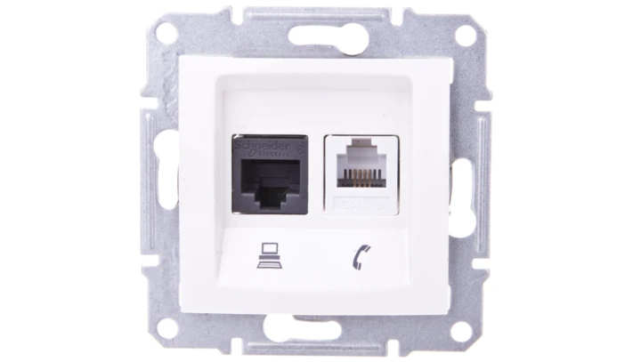 Sedna Gniazdo komputerowe podwójne RJ45+RJ11 kat. 6 UTP kremowe SDN5200123