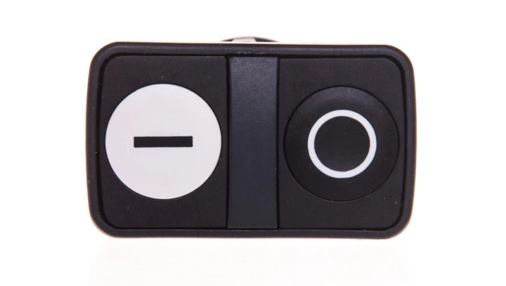 Napęd przycisku podwójny czarno/biały /O-I/ bez podświetlenia z samopowrotem ZB5AA7121