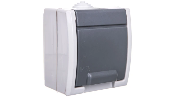 AQUANT Gniazdo hermetyczne pojedyncze SCHUKO n/t IP55 szare 1244-10