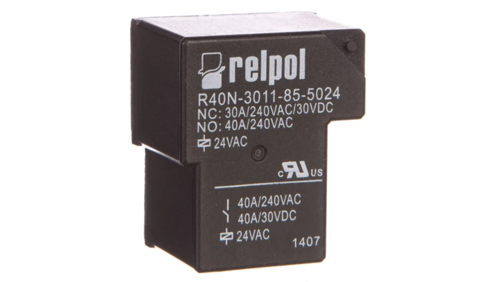 Przekaźnik przemysłowy 1P 40A 24V AC PCB R40N-3011-85-5024 2614832 /300szt./