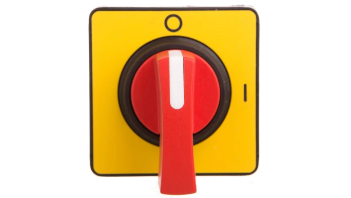 Głowica oper. 45x45mm, kolor żółty, czerw. rączka, O-I KCE1LH