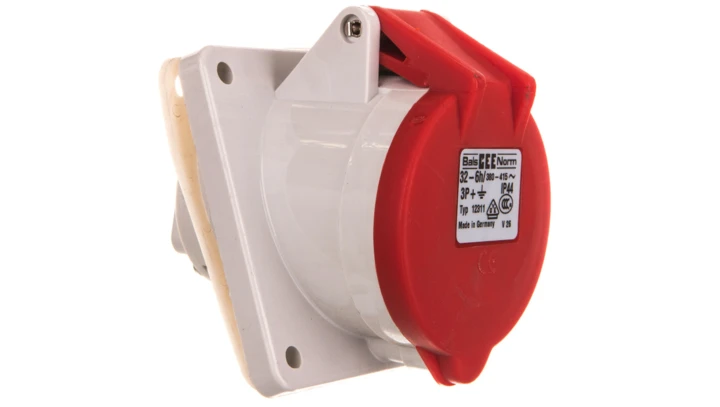 Gniazdo tablicowe 32A 4P 400V 6h IP44 skośne 12311