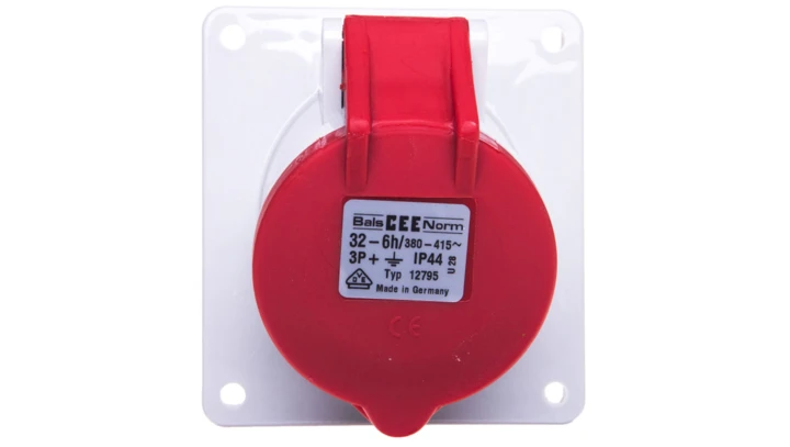 Gniazdo tablicowe 32A 4P 400V 6h IP44 skośne Quick-Connect 12795