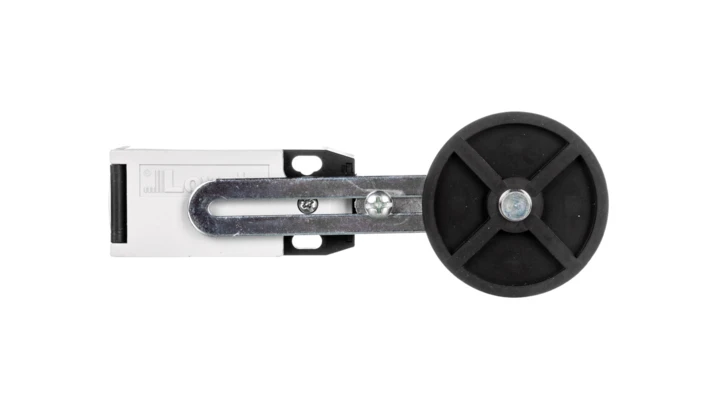 Wyłącznik krańcowy dźwignia regulowana z rolką, rolka gumowa 50x10mm, obudowa z tworzywa, 1R 1Z zestyki migowe KBF3S11