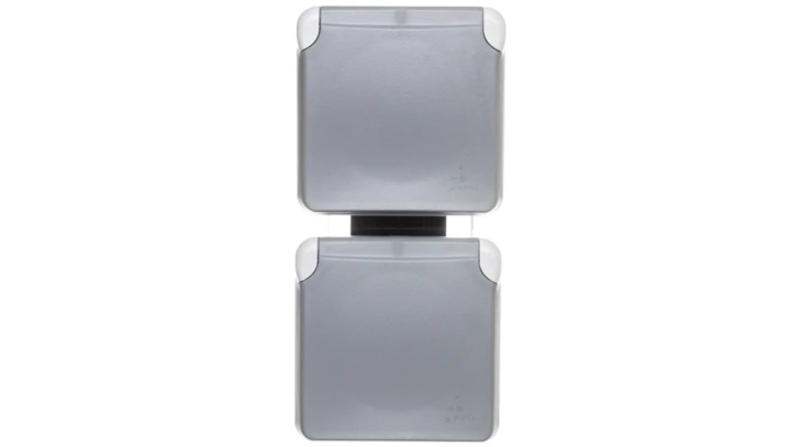 PLEXO55 Gniazdo podwójne pionowe z/u 16A szare 069563