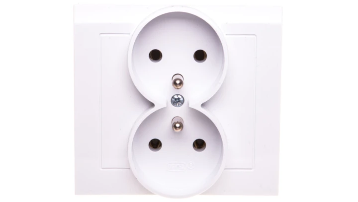 KIER Gniazdo podwójne z/u białe GP-2WZ/00