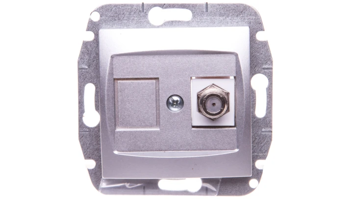 CARLA Gniazdo antenowe TV typ F-F b/R srebrne 1786-16