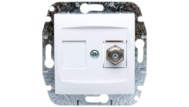 CARLA Gniazdo antenowe TV typ F-F bez ramki białe 1786-10