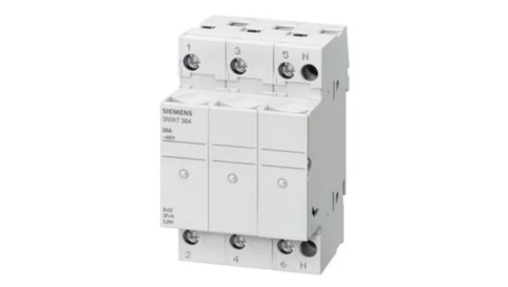 Podstawa bezpiecznikowa do wkł. cylindrycznych 10x38mm 32A 3P z diodą sygnalizacyjną 3NW7034