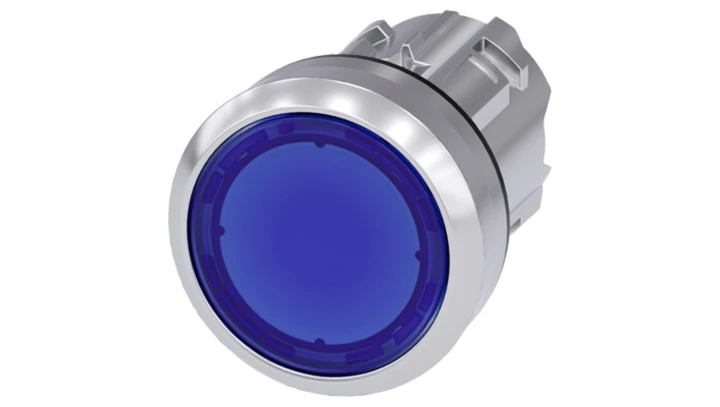 Napęd przycisku 22mm niebieski z podświetleniem z samopowrotem metalowy IP69k SIRIUS ACT 3SU1051-0AB50-0AA0