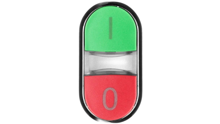 Napęd przycisku podwójnego 22mm zielony /I/ i czerwony wystający /O/ z podświetleniem metal IP69k Sirius ACT 3SU1051-3BB42-0AK0