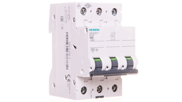 Wyłącznik nadprądowy 3P C 20A 6kA AC 5SL6320-7