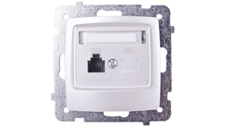 KARO Gniazdo telefoniczne pojedyncze RJ11 srebrny perłowy GPT-1S/m/43