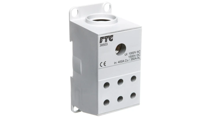 Blok rozdzielczy AL/CU 1-potencjałowy 175A we 1x95-240mm2 wy 1x10-50mm szary AUX38503