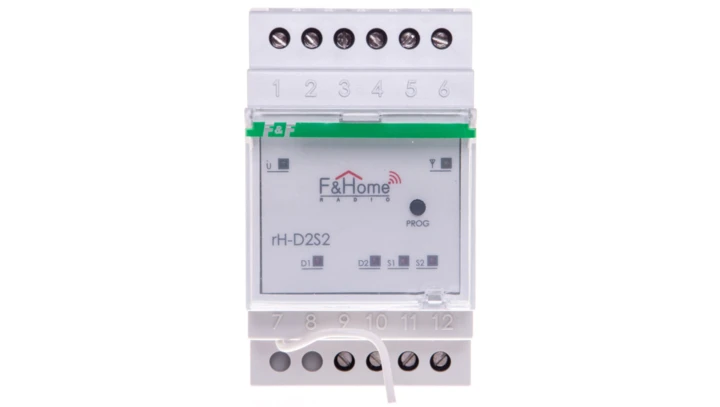 FiHome Radio Ściemniacz dwukanałowy z nadajnikiem dwukanałowym na szynę DIN rH-D2S2