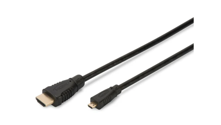 Kabel połączeniowy microHDMI Highspeed 1.4 Eth. GOLD Typ HDMI A/HDMI D, M/M czarny 1m AK-330109-010-S AK-330109-010-S