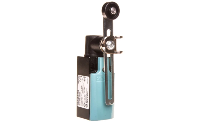 Wyłącznik krańcowy 1Z 1R pełzające metal 31mm dźwignia uchylna 100mm regulowana z rolką 19mm z tworzywa IP67 3SE5212-0BK50