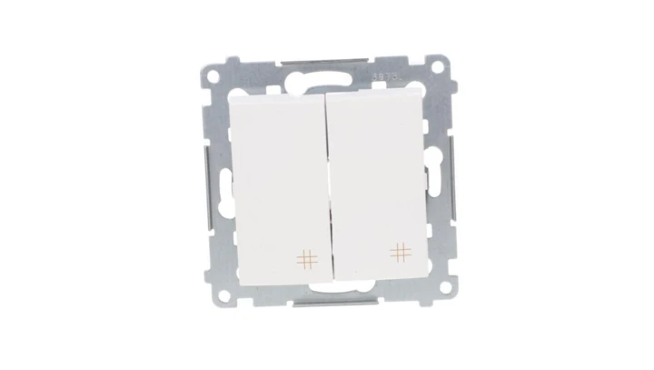 Simon 54 Łącznik krzyżowy podwójny 10AX 250V, szybkozłącza, biały DW7/2.01/11