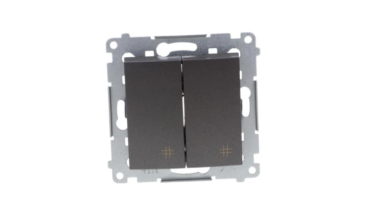 Simon 54 Łącznik krzyżowy podwójny 10AX 250V, szybkozłącza, antracyt (met.) DW7/2.01/48