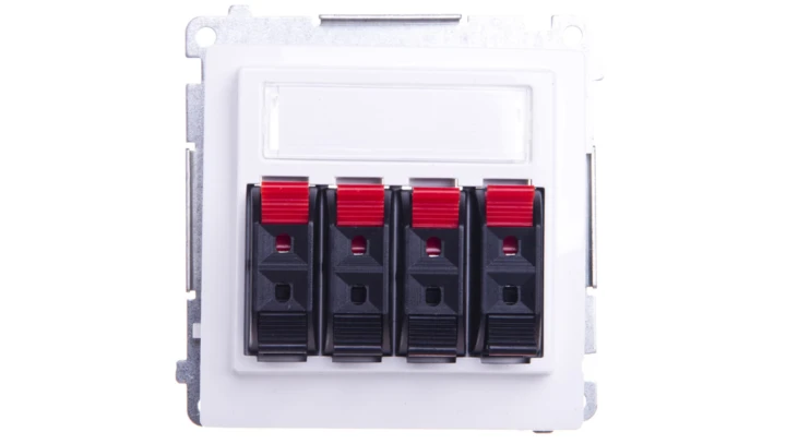 Simon Basic Gniazdo głośnikowe poczwórne z polem opisowym białe BMGL34.01/11