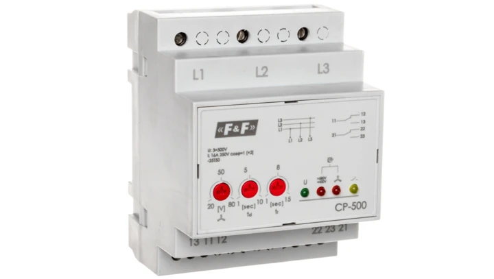 Przekaźnik kontroli napięcia 3-fazowy 2P 2x8A 3x500V 150-210V AC (bez N) CP-500