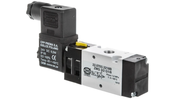 Zawór rozdzielający 24V DC 1MPa ZMG 3/2 G1/8 22.0703.3218B