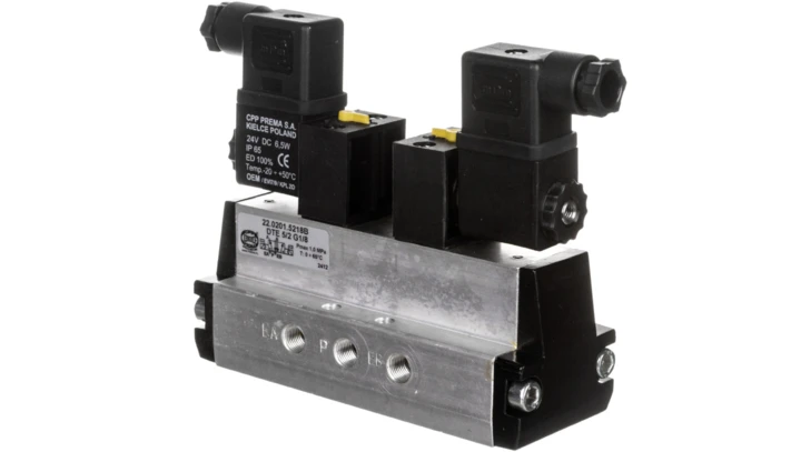 Zawór rozdzielający 24V DC 1MPa DTE 5/2 G1/8 22.0201.5218B