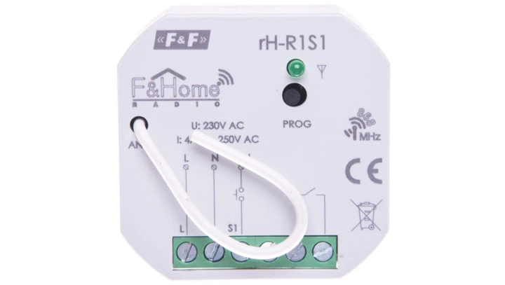 FiHome Radio Przekaźnik jednokanałowy z jednokanałowym nadajnikiem rH-R1S1i