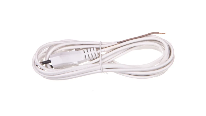 Przewód przyłączeniowy H03VVH2-F 2x0,75 3m biały S15273