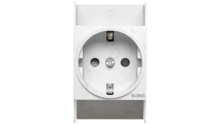 Gniazdo modułowe Schuko 10/16A 250V AC na szynę I kl. izolowane SN016