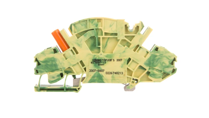 Złączka szynowa PE 2-przewodowa z izolowanym gniazdem pomiarowym do wtyku pomiarowego fi 4mm 2007-8807 /20szt./