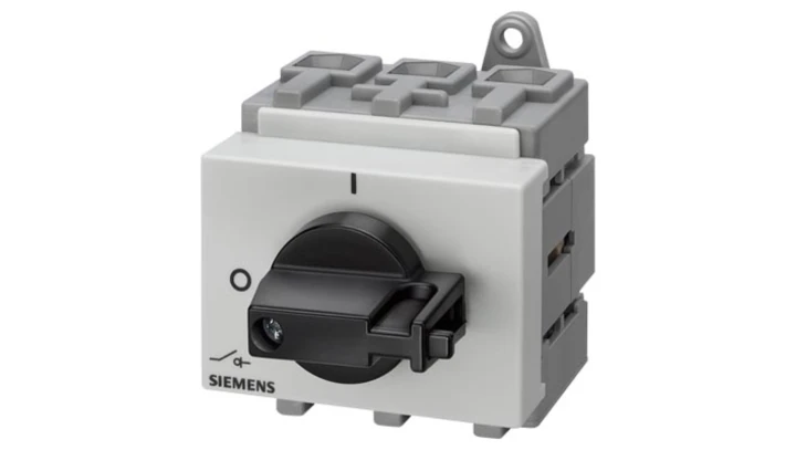 Rozłącznik główny 3P 63A 22kW AC23A 400V montaż modułowy pokrętło czarne piórkowe 3LD2530-0TK11