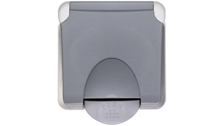 PLEXO55 Gniazdo pojedyncze z/u z klapką szare 069555