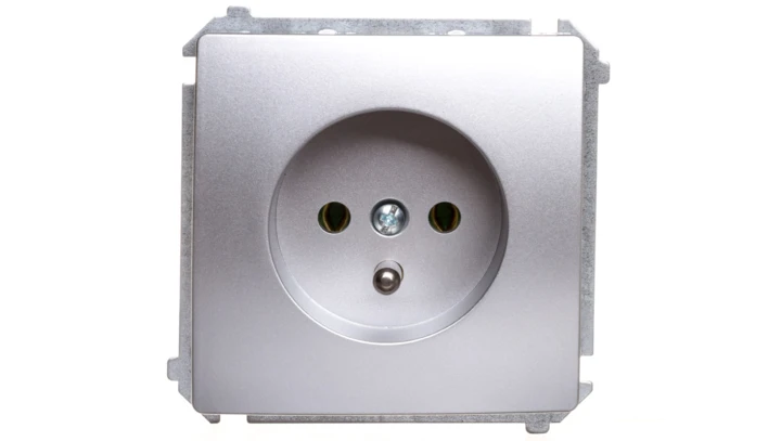 Simon Basic Gniazdo pojedyncze z/u 16A 250V srebrny mat BMGZ1.01/43