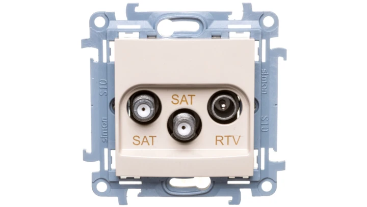 Simon 10 Gniazdo antenowe podwójne SAT-SAT-RTV kremowy CASK2.01/41