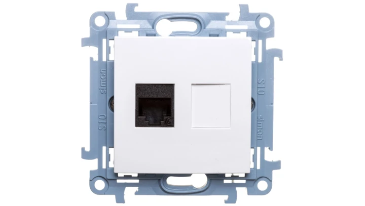 Simon 10 Gniazdo komputerowe pojedyncze RJ45 kat.6 biały C61.01/11