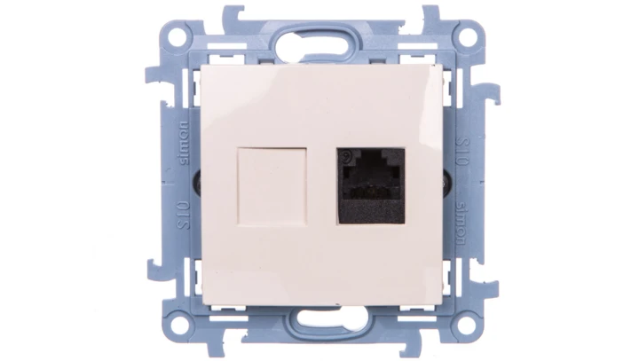 Simon 10 Gniazdo komputerowe pojedyncze RJ45 kat.6 kremowy C61.01/41
