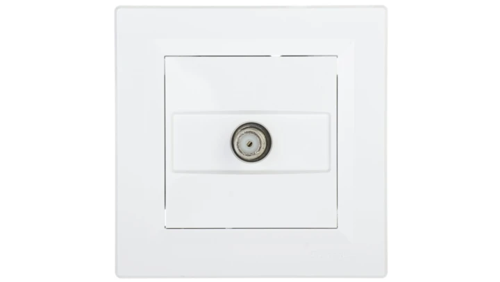 Gniazdo antenowe Asfora SAT końcowe 1dB białe z ramką EPH3700121