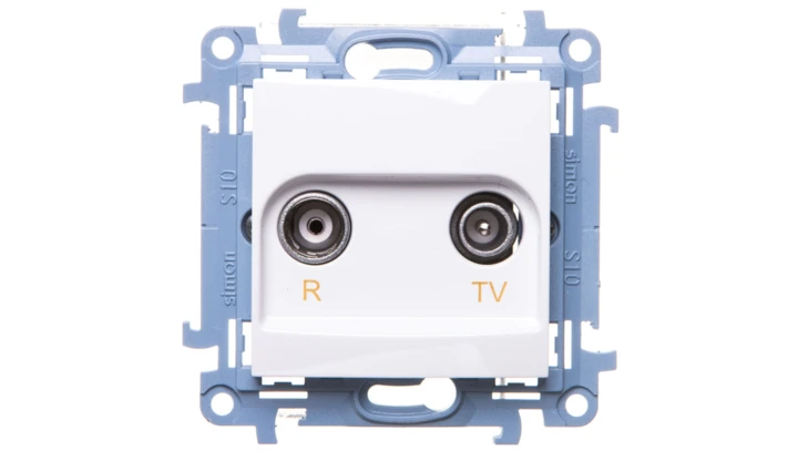 Simon 10 Gniazdo antenowe R-TV przelotowe białe IP20 CAP10.01/11