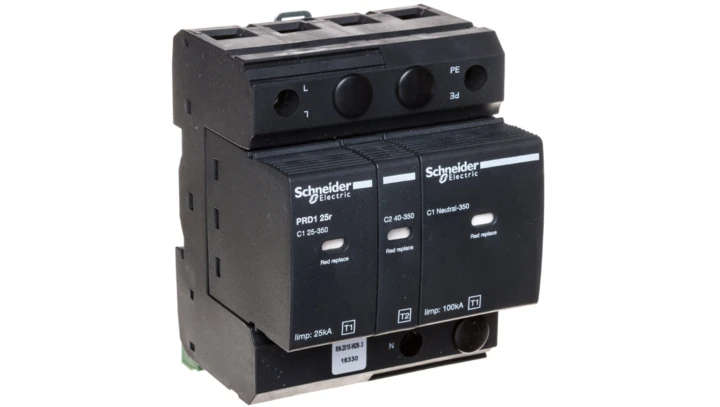 Ochronnik przeciwprzep. PRD1 25r, 1 bieg.+N, 350 V, z sygnalizacją 16330