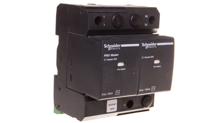 Ochronnik przeciwprzep. PRD1 Master, 1 bieg.+N, 350 V, z sygnalizacją 16361