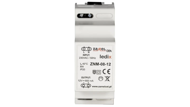 Zasilacz LED modułowy 12V DC 8W ZNM-08-12 LDX10000016