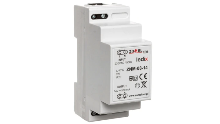 Zasilacz LED modułowy 14V DC 8W ZNM-08-14 LDX10000017