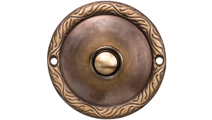 Przycisk /dzwonek/ ozdobny z szyldem okrągłym 1A/50V mosiężny PDM-231-MOS YNS10000023