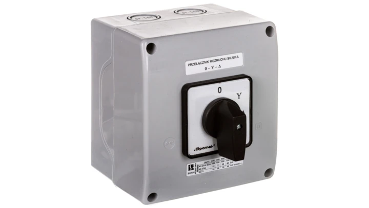 Łącznik krzywkowy 0-gwiazda-trójkąt 100A w obudowie pokrętło czarne SK100-4.831OB18