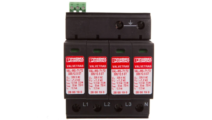 Ogranicznik przepięć Typ T1+T2 4P 12,5kA 1,2kV 335V AC VAL-MS-T1/T2 335/12.5/4+0-FM 2800644