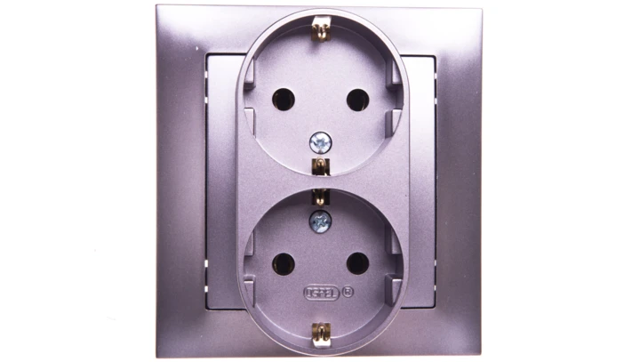 IMPRESJA Gniazdo podwójne z/u Schuko tytan GP-2YS/23